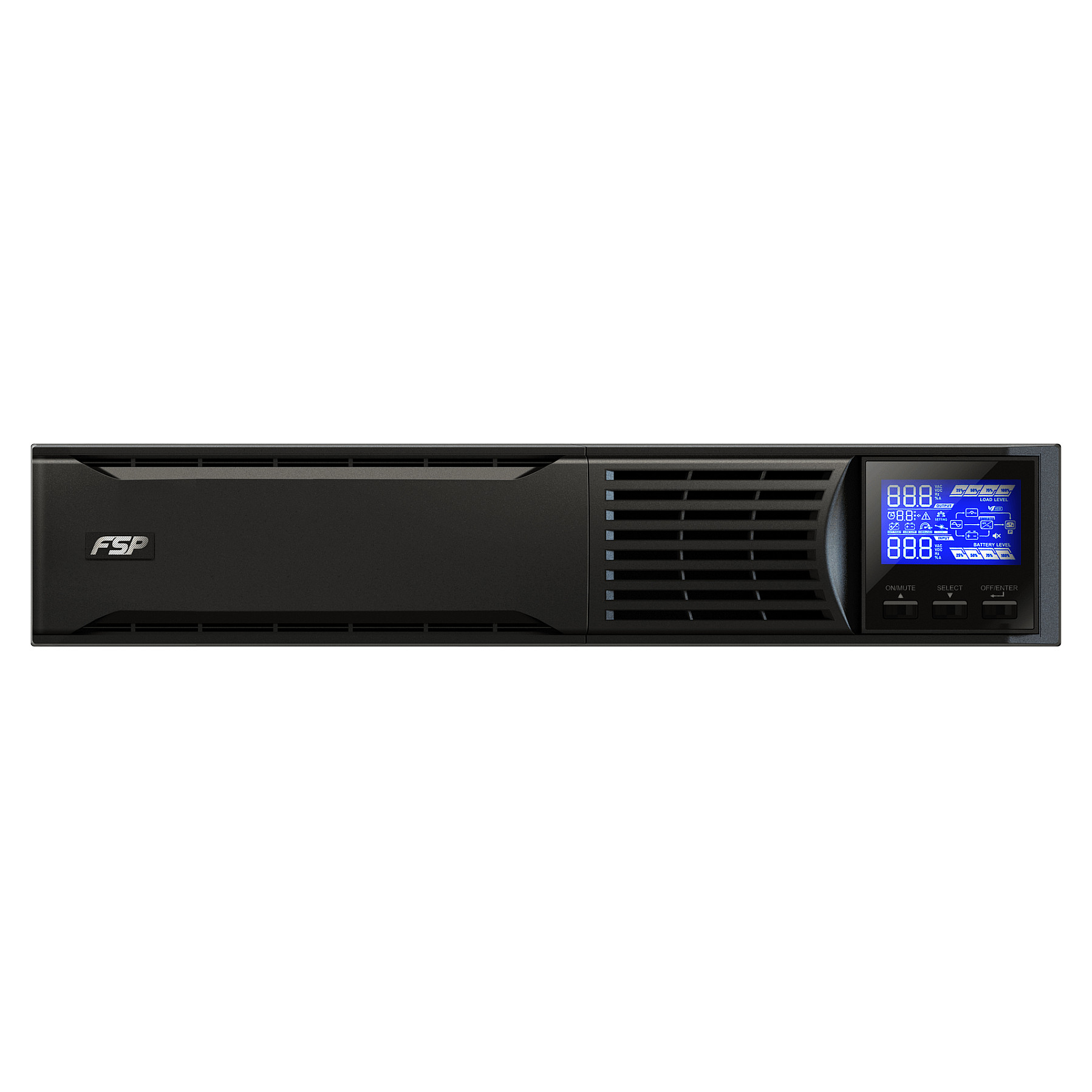 Fortron Source Champ Rack 3000VA/2700W, On-line double conversion, USB, RS-232, 3×Schuko, 6×9Ah, 3.5min autonomija, LCD-1