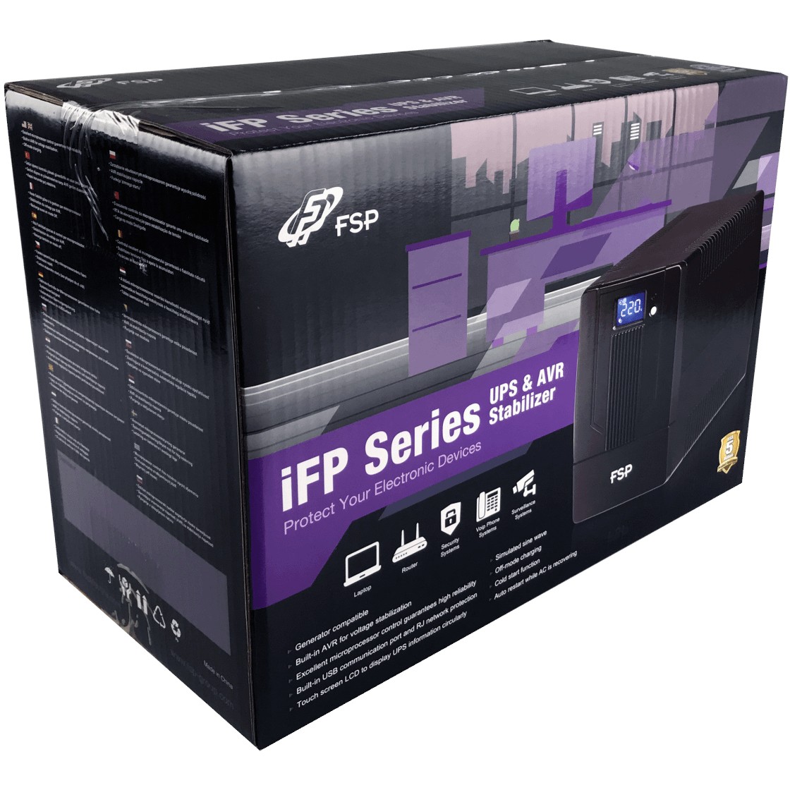 Fortron Source iFP 1500VA/900W, Line-interactive (2×Schuko, 2×IEC C13, RJ11/45, USB, LCD display)-5