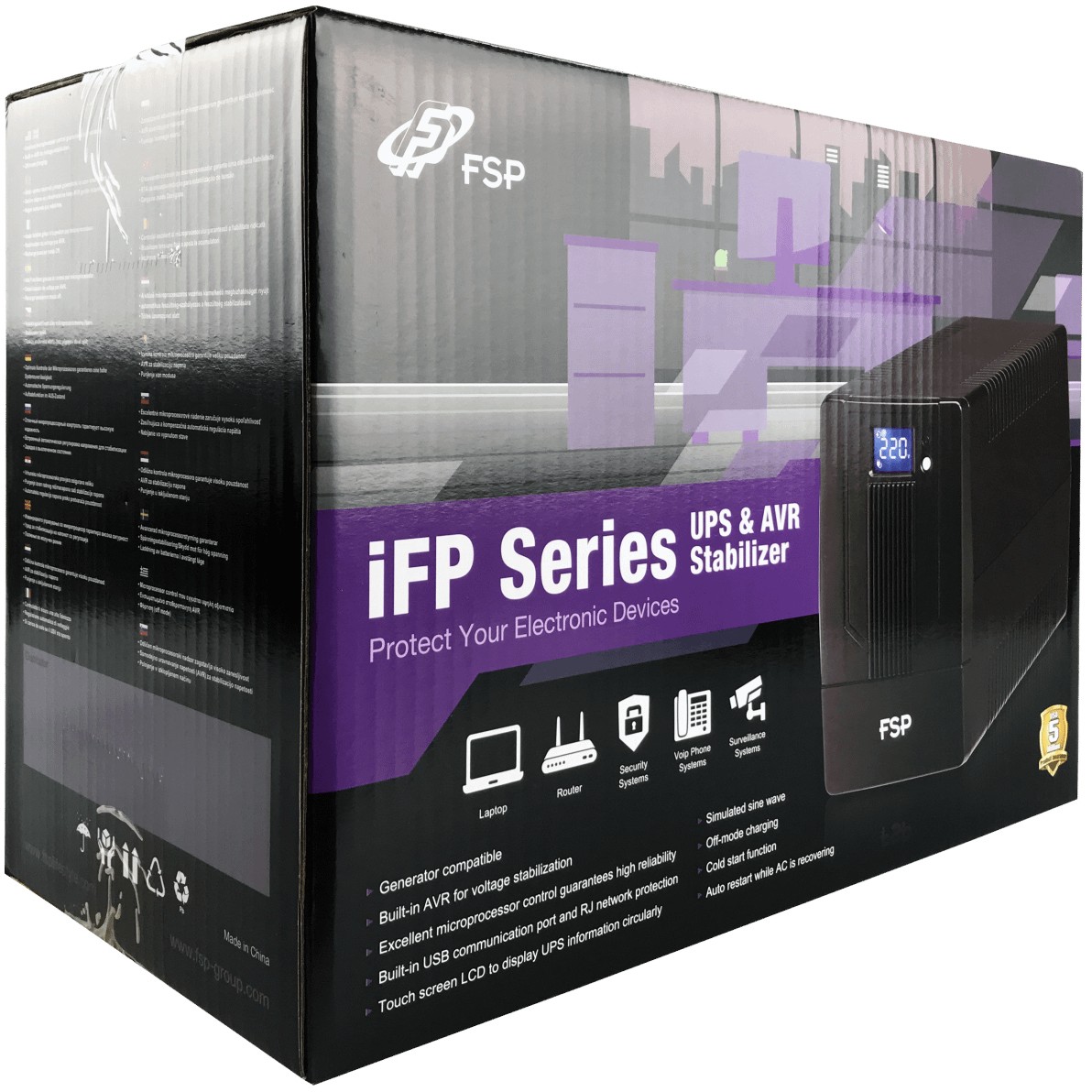 Fortron Source iFP 1500VA/900W, Line-interactive (2×Schuko, 2×IEC C13, RJ11/45, USB, LCD display)-7
