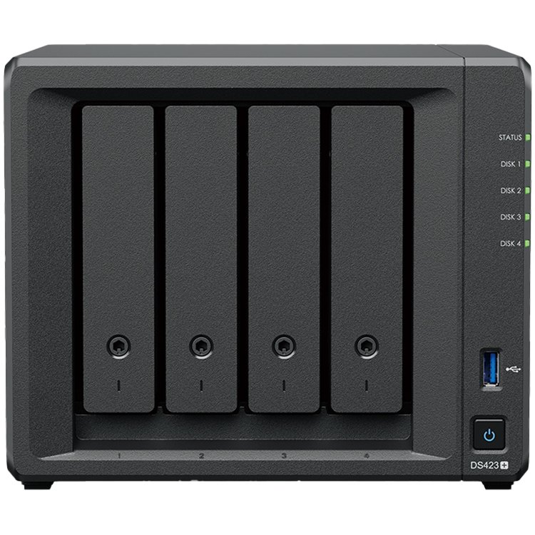 Synology DS423+ DiskStation 4-bay NAS server, 2.5"/3.5" HDD/SSD podrška, Hot Swappable HDD, Wake on LAN/WAN, 2GB, 2×G-LAN, 2×USB3.2 Gen 1-0