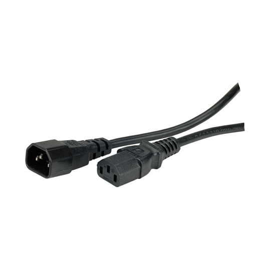 Roline VALUE naponski kabel PC-Monitor, IEC320 C14-C13 10A, M/F, 0.5m crni-0