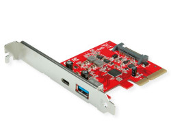 Roline PCIe ×4 adapter, USB3.2 Gen2, 1×USB-A + 1×USB-C