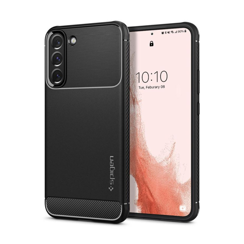 Spigen Rugged Armor, zaštitna maska za telefon, mat crna - Samsung Galaxy S22-1