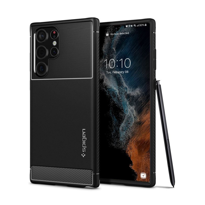 Spigen Rugged Armor, zaštitna maska za telefon, mat crna - Samsung Galaxy S22 Ultra (ACS03914)-1
