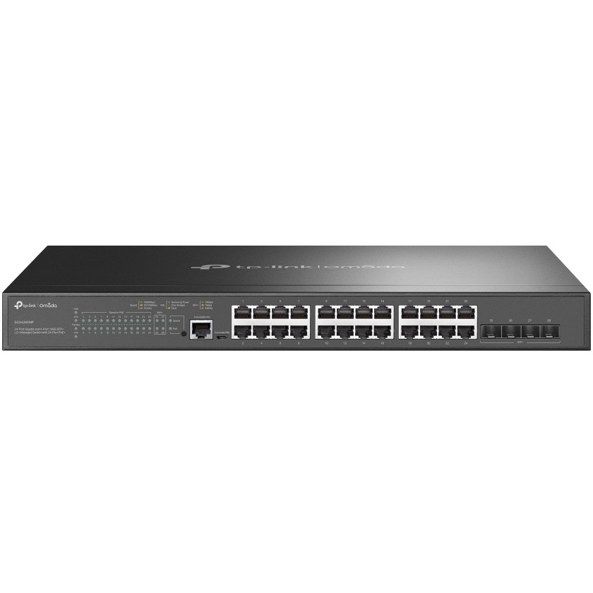 Preklopnik TP-LINK Omada JetStream 28-port Gigabit L2+ Smart PoE+ (24×G-LAN, 4×10G SFP+, 384W)-5