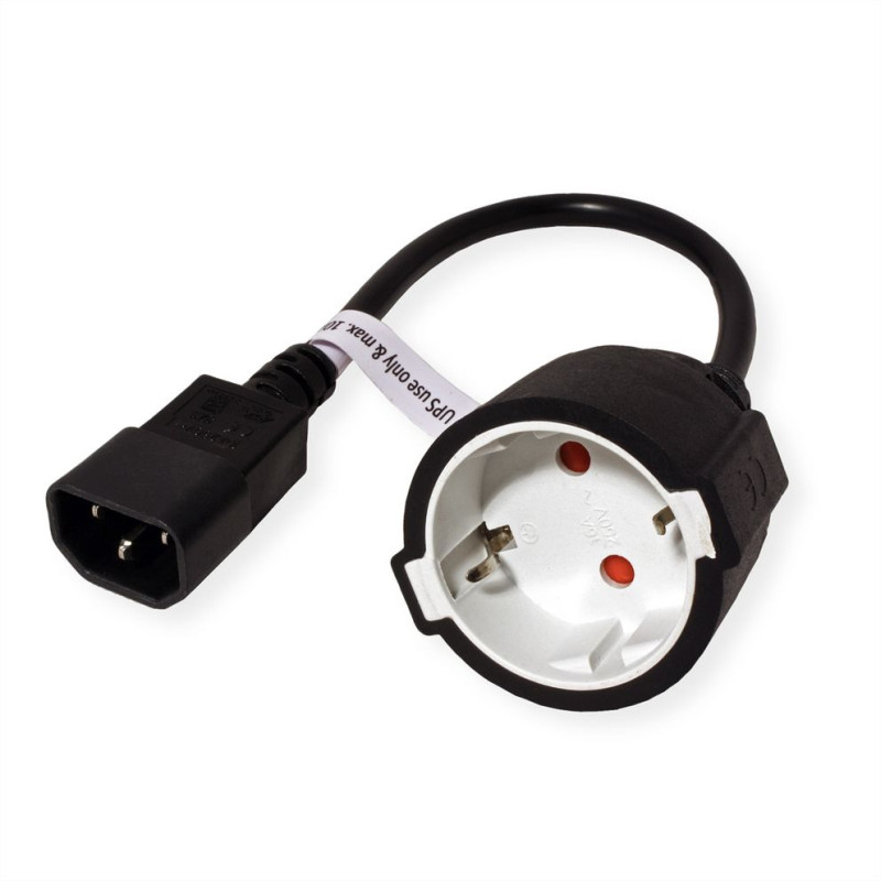 Roline VALUE naponski kabel, IEC320 C14-CEE 7/7, M/F, 0.3m crni-1