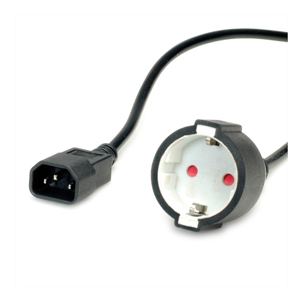 Roline VALUE naponski kabel, IEC320 C14-CEE 7/7, M/F, 0.3m crni-0