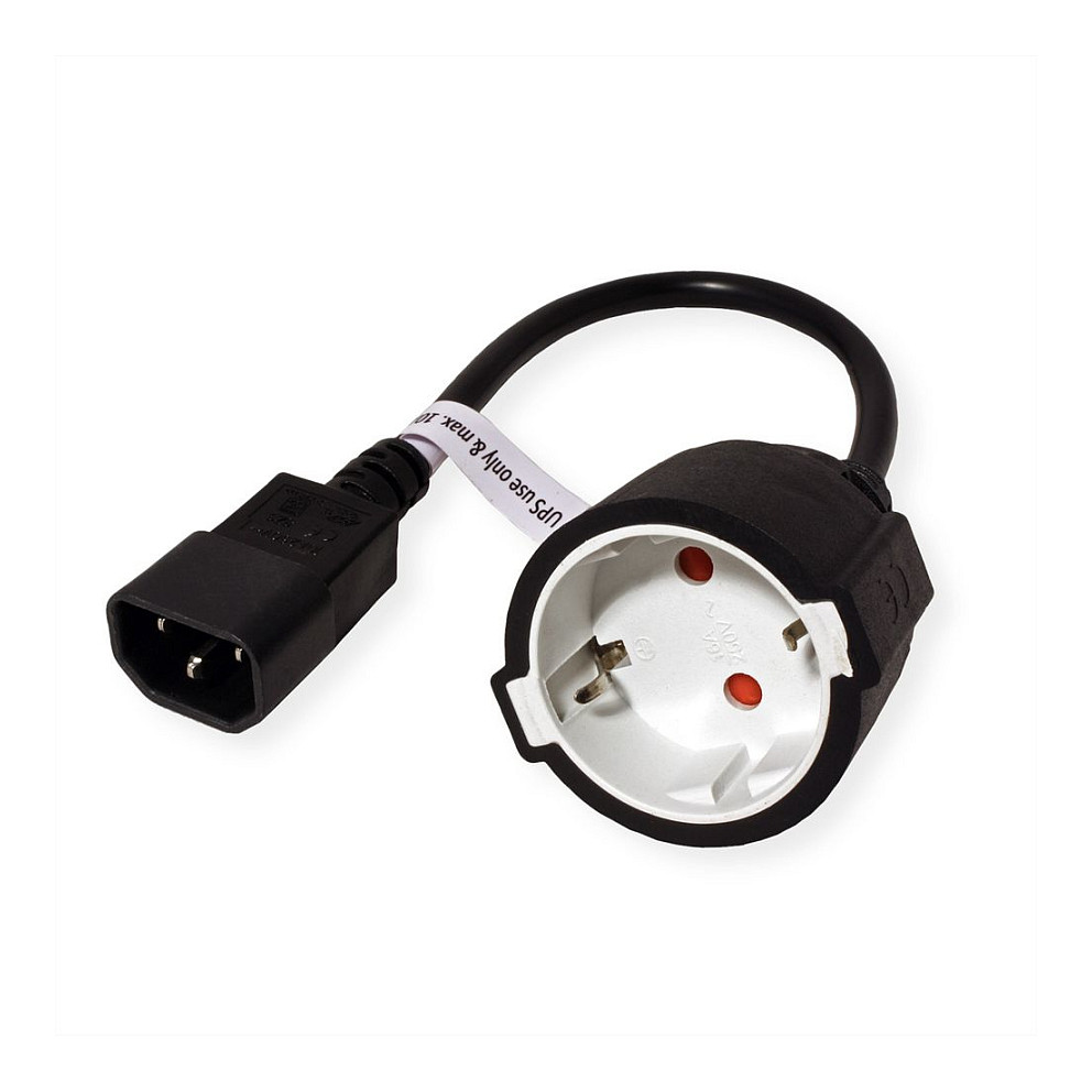 Roline VALUE naponski kabel, IEC320 C14-CEE 7/7, M/F, 0.3m crni-3