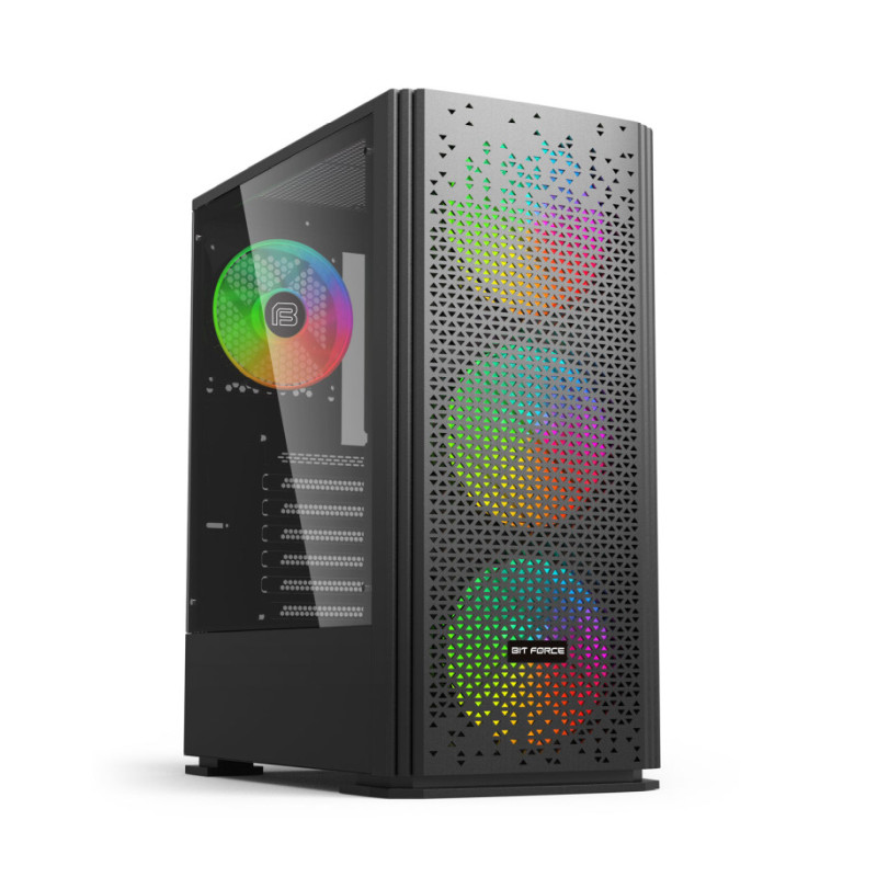 PC kućište BIT FORCE ORION CF-4 (Midi Tower, ATX, RGB, kaljeno staklo, 4x 120mm ventilatora, bez napajanja, crno)-0