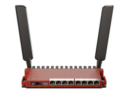 Mikrotik L009UiGS-2HaxD-IN, 800MHz CPU, 512MB RAM, 8×G-LAN, 1×2.5G SFP, 2.4 GHz 802.11b/g/n/ax dual-chain, 4dBi 2.4GHz eksterne antene, USB, desktop kučište, PSU, RouterOS L5