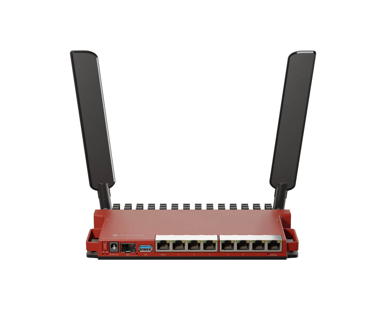 Mikrotik L009UiGS-2HaxD-IN, 800MHz CPU, 512MB RAM, 8×G-LAN, 1×2.5G SFP, 2.4 GHz 802.11b/g/n/ax dual-chain, 4dBi 2.4GHz eksterne antene, USB, desktop kučište, PSU, RouterOS L5-1