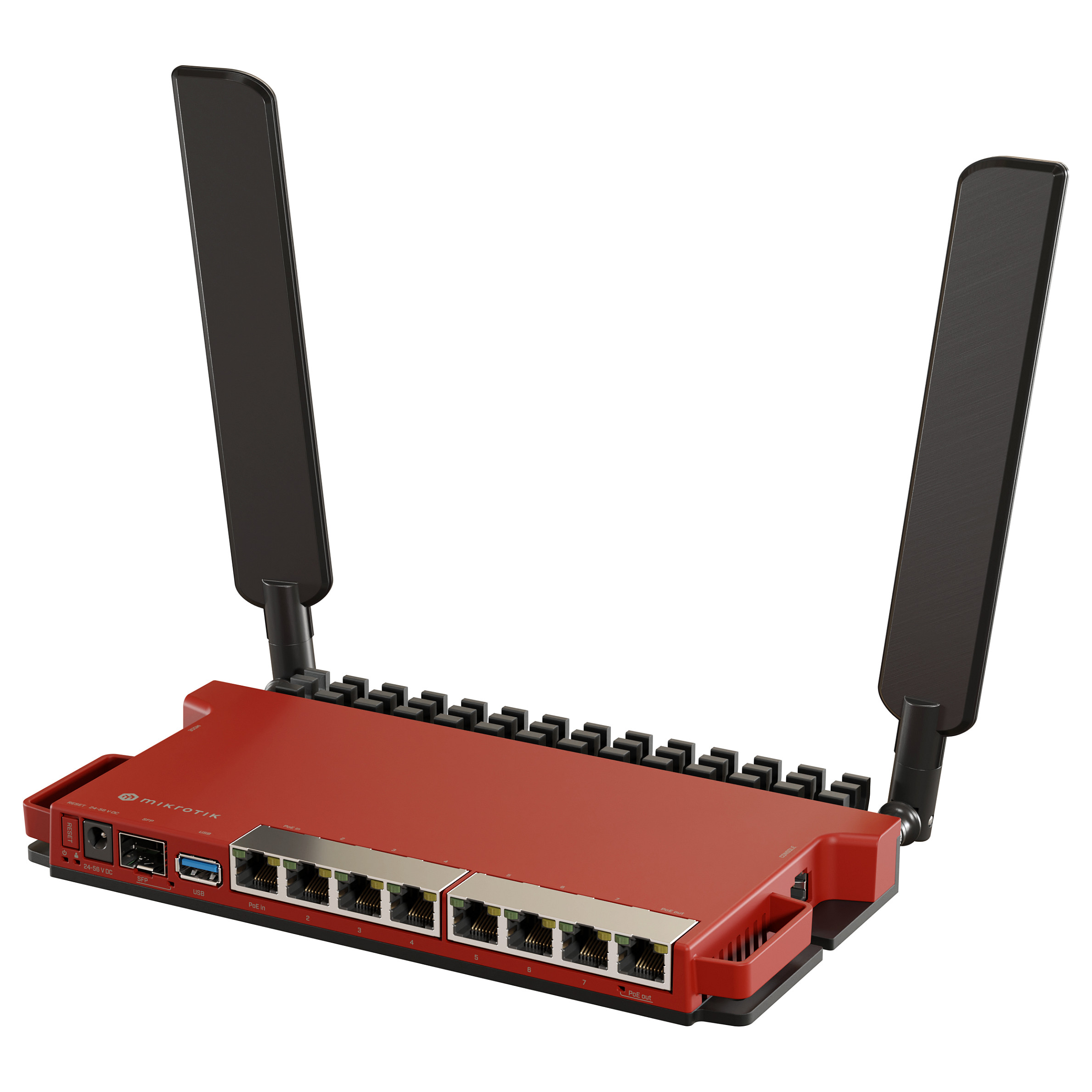 Mikrotik L009UiGS-2HaxD-IN, 800MHz CPU, 512MB RAM, 8×G-LAN, 1×2.5G SFP, 2.4 GHz 802.11b/g/n/ax dual-chain, 4dBi 2.4GHz eksterne antene, USB, desktop kučište, PSU, RouterOS L5-11