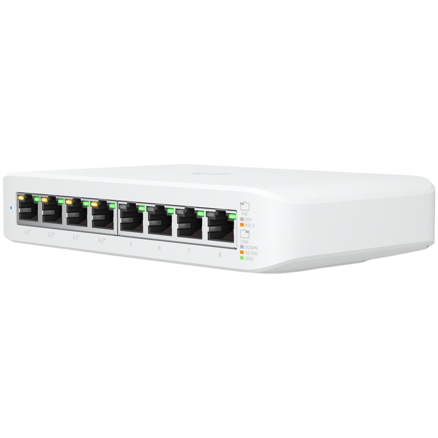 Ubiquiti UniFi Managed 8-port Gigabit Switch (4-port PoE+) 52W (USW-LITE-8-PoE)-1