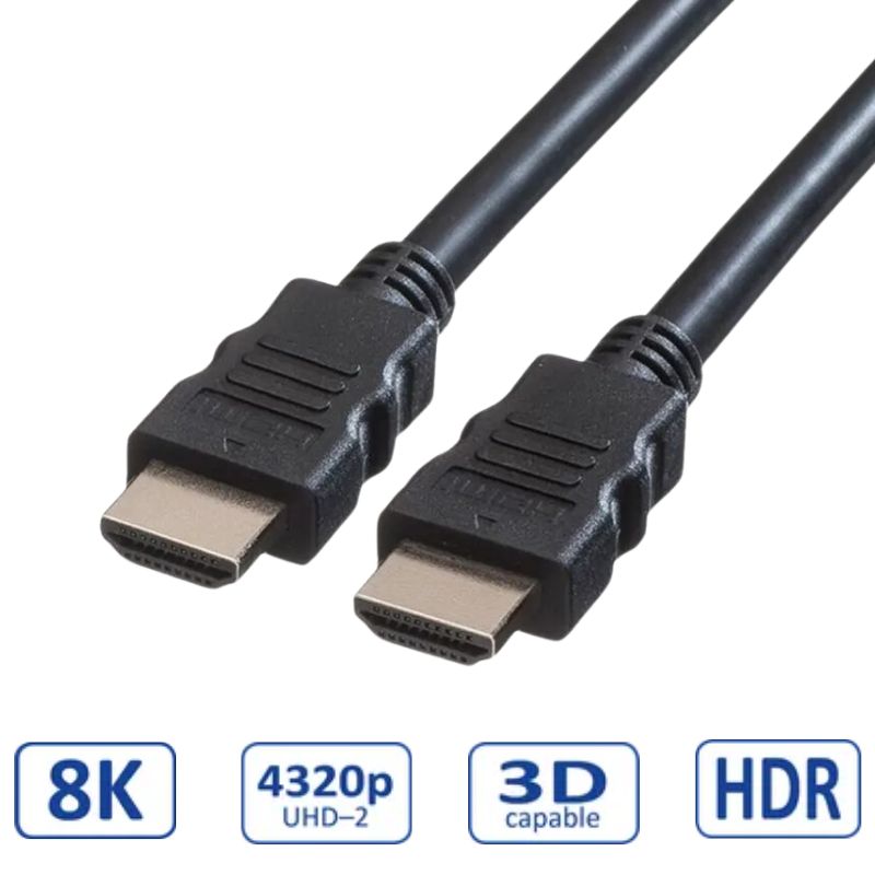 Roline VALUE Ultra HD 8K HDMI kabel sa mrežom, M/M crni, 3.0m-0