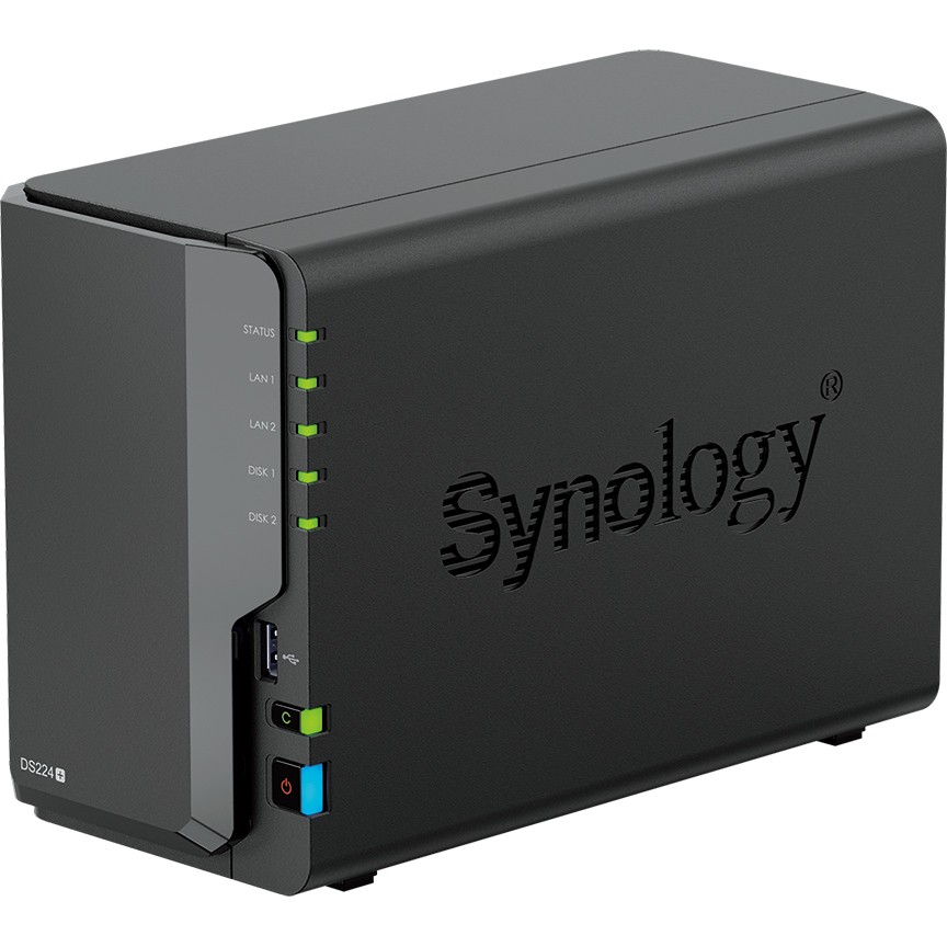 Synology DS224+ DiskStation 2-bay All-in-1 NAS server, 2.5"/3.5" HDD/SSD podrška, Hot Swappable HDD, Wake on LAN/WAN, 2GB, 2×1GbE-2