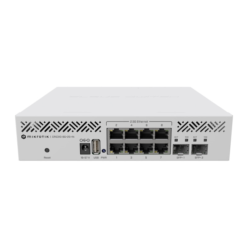 Switch Mikrotik CRS310-8G+2S+IN 800 MHz CPU, 256MB RAM, 8×2.5G LAN, 2×SFP+, RouterOS L5, desktop kućište-3
