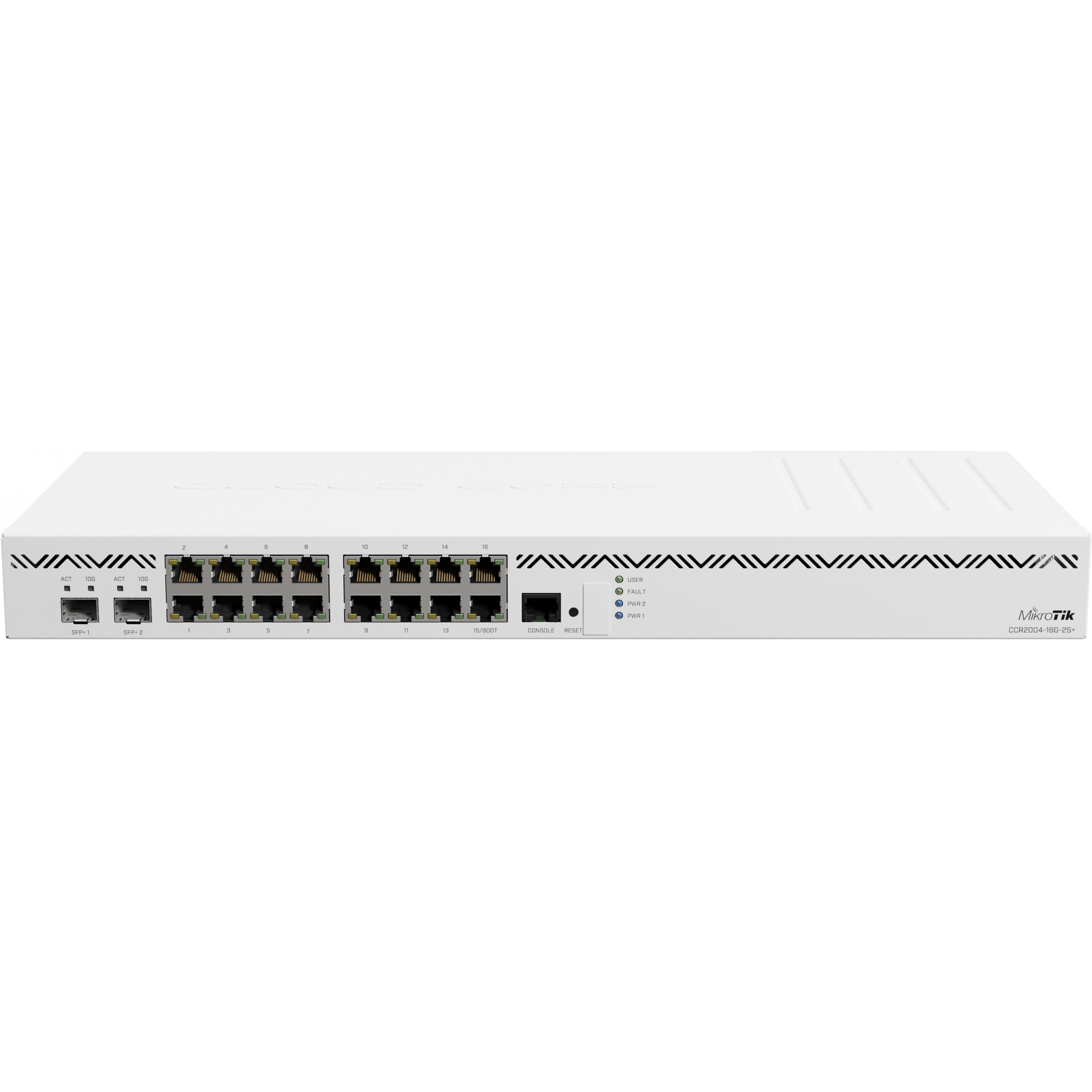 Mikrotik Cloud Core Router 2004-16G-2S+, Cortex-A57, 4GB DDR4, 128MB NAND, 16×GLAN, 2×SFP+, 1U rackmount, Dual PSU, RouterOS L6-7