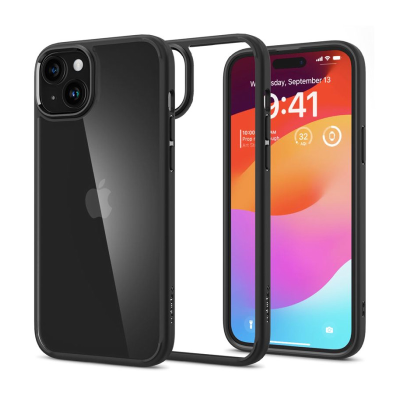 Spigen Crystal Hybrid, zaštitna maska za telefon, mat crna - iPhone 15 Plus (ACS06462)-1