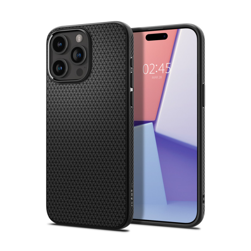 Spigen Liquid Air, zaštitna maska za telefon, mat crna - iPhone 15 Pro Max (ACS06562)-1