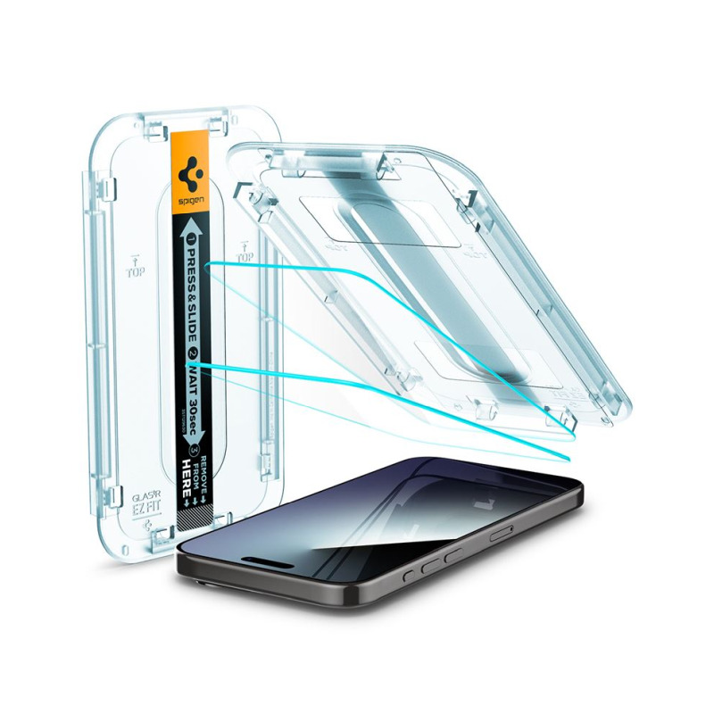 Spigen Glass tR EZ Fit, Transparency, zaštitno staklo za ekran telefona, 2 kom - iPhone 15 Pro (AGL06892)-1