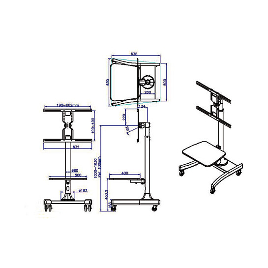 Prijenosni stalak VALUE ROLINE VALUE (max. dijagonala 107 cm, nosivost 35 kg, VESA 200x200 mm, VESA 400x400 mm)-4