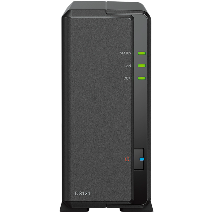 Synology DS124 DiskStation 1-bay NAS server, 2.5"/3.5" HDD/SSD podrška, Wake on LAN/WAN, 1GB DDR4, 1×1GbE, 2×USB3.2 Gen1-1