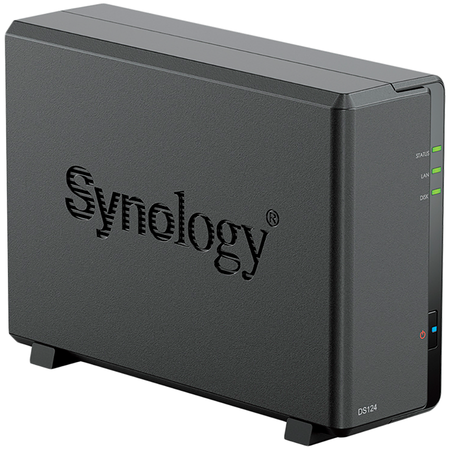 Synology DS124 DiskStation 1-bay NAS server, 2.5"/3.5" HDD/SSD podrška, Wake on LAN/WAN, 1GB DDR4, 1×1GbE, 2×USB3.2 Gen1-4