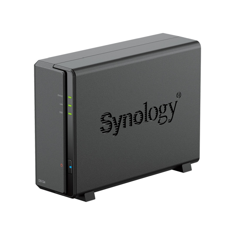 Synology DS124 DiskStation 1-bay NAS server, 2.5"/3.5" HDD/SSD podrška, Wake on LAN/WAN, 1GB DDR4, 1×1GbE, 2×USB3.2 Gen1-6