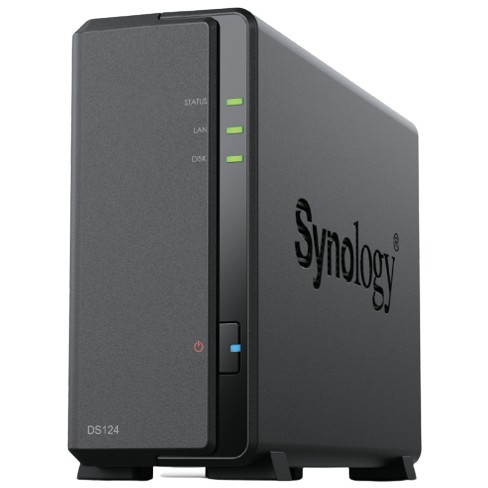 Synology DS124 DiskStation 1-bay NAS server, 2.5"/3.5" HDD/SSD podrška, Wake on LAN/WAN, 1GB DDR4, 1×1GbE, 2×USB3.2 Gen1-2