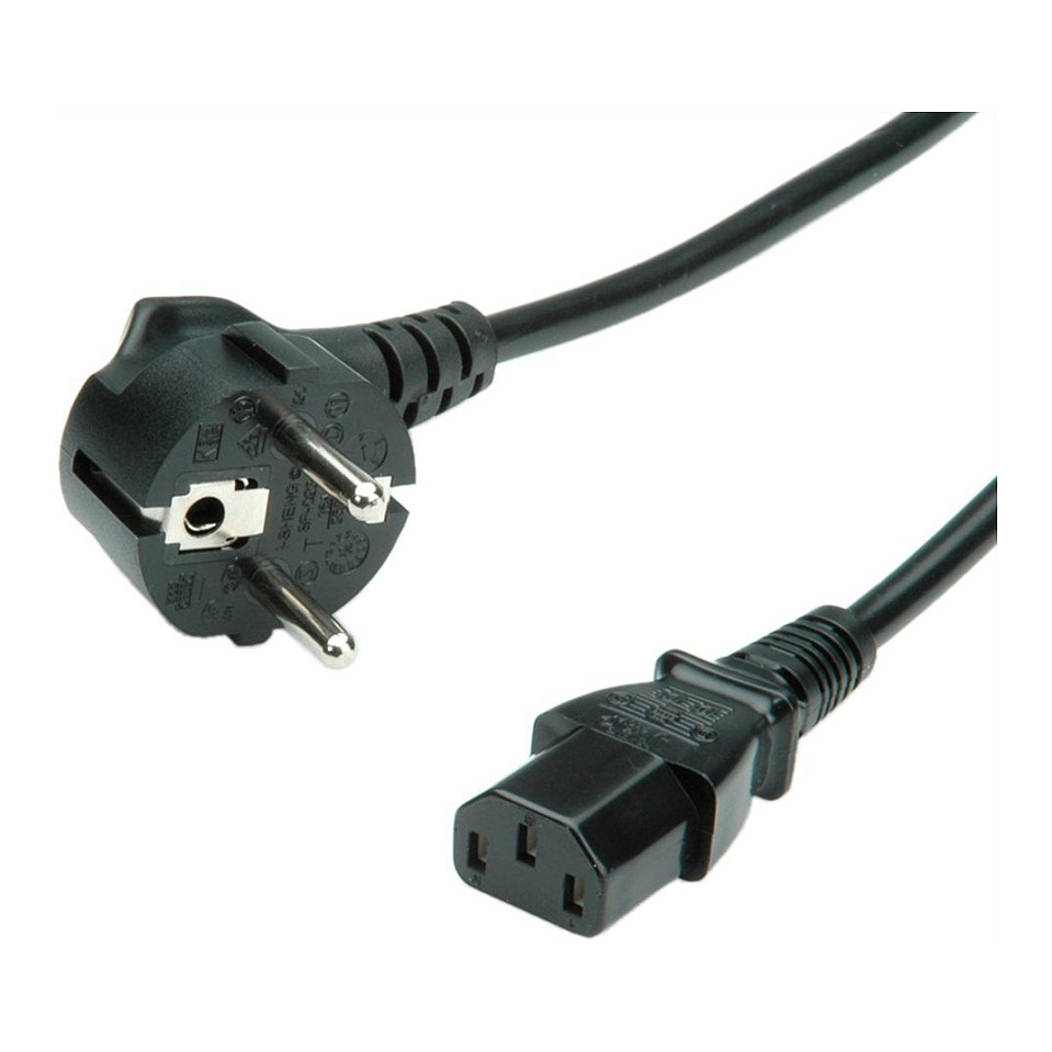 Roline VALUE naponski kabel PC-Monitor, IEC320 C13 10A, M/F, 0.6m crni-0