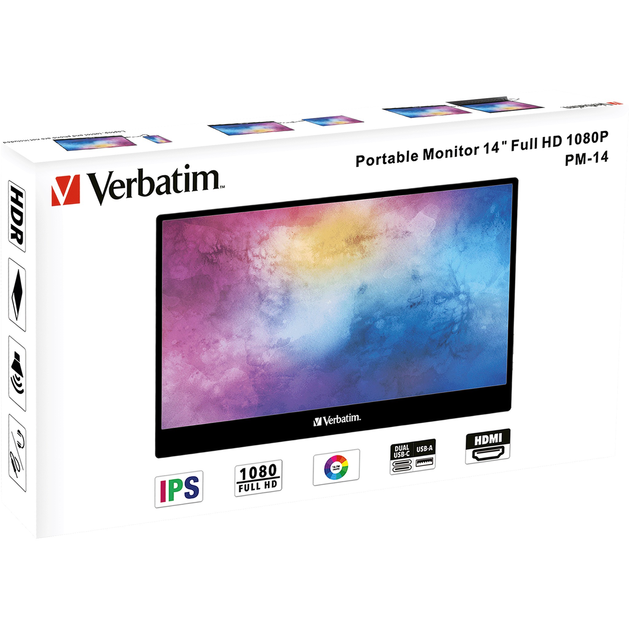 Verbatim PM-14 prijenosni zaslon 14" 1920×1080 IPS,16:9, HDR, FreeSync, Low Blue Light 1× HDMI, 3× USB-5