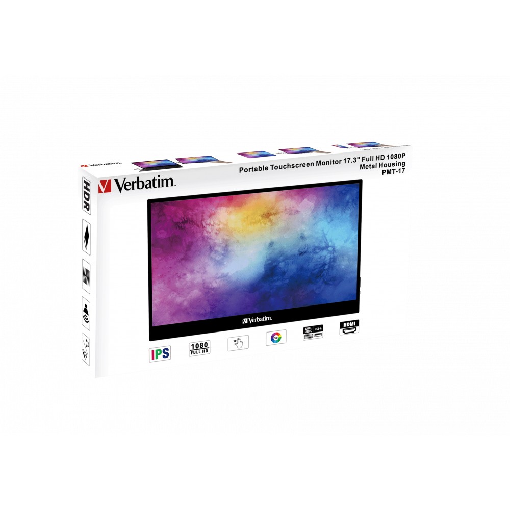 Prijenosni zaslon VERBATIM PMT-17 17.3" 1920x1080 IPS, 169, Touch Panel, HDR, FreeSync, Low Blue Light, HDMIx1, USBx3-7