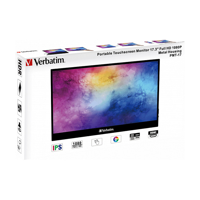 Prijenosni zaslon VERBATIM PMT-17 17.3" 1920x1080 IPS, 169, Touch Panel, HDR, FreeSync, Low Blue Light, HDMIx1, USBx3-12