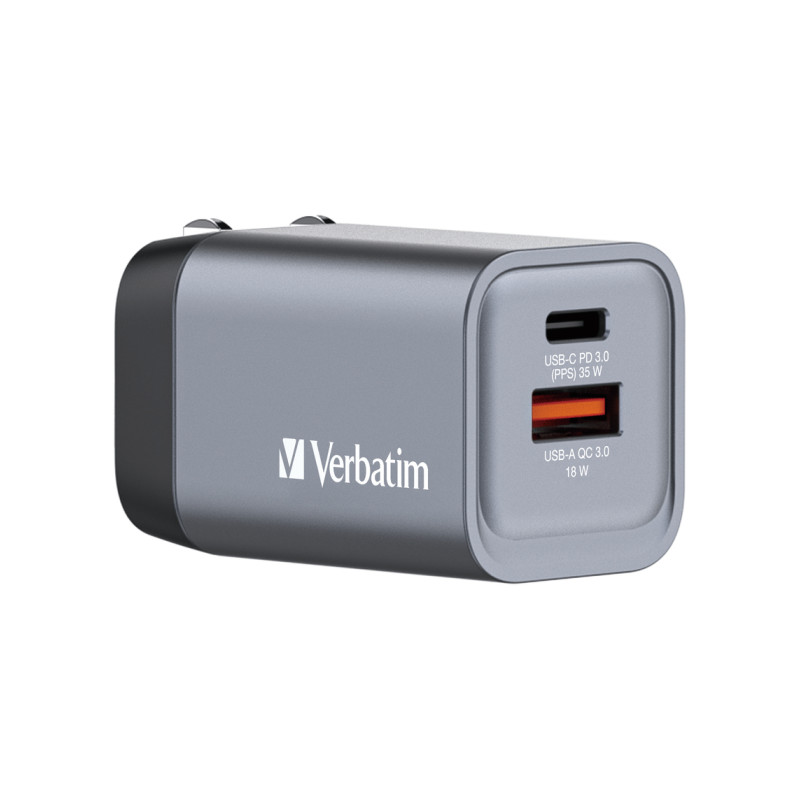 Verbatim GNC-35 GaN Charger 2 Port 35W USB A/C-0