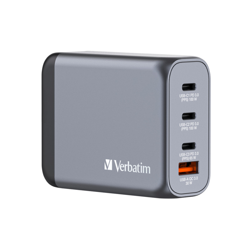 Verbatim GNC-100 GaN Charger 4 Port 100W USB A/C-1