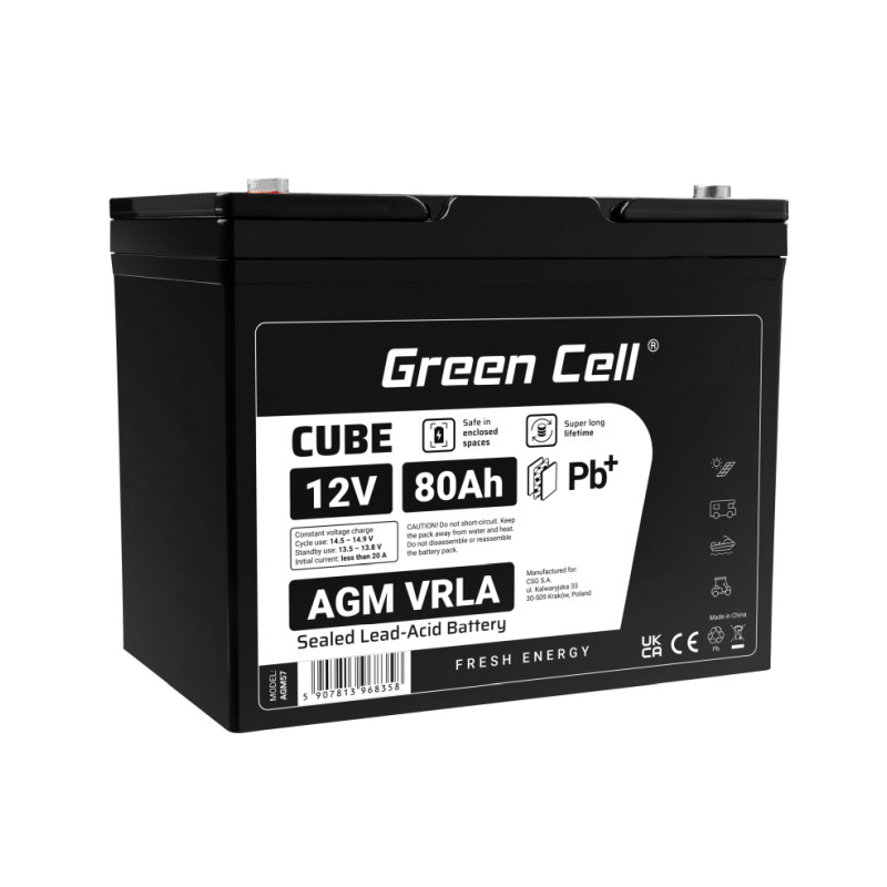 Baterija GREENCELL AGM57 (12V, 80Ah, VRLA AGM)-0