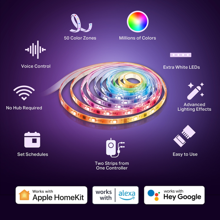 TP-Link Tapo Smart WiFi LED traka RGB, 2x5m,2000lm, 24W, dimabilna, Tapo app, sinkronizacija s glazbom, glasovna kontrola - Alexa & Google Assistant-3