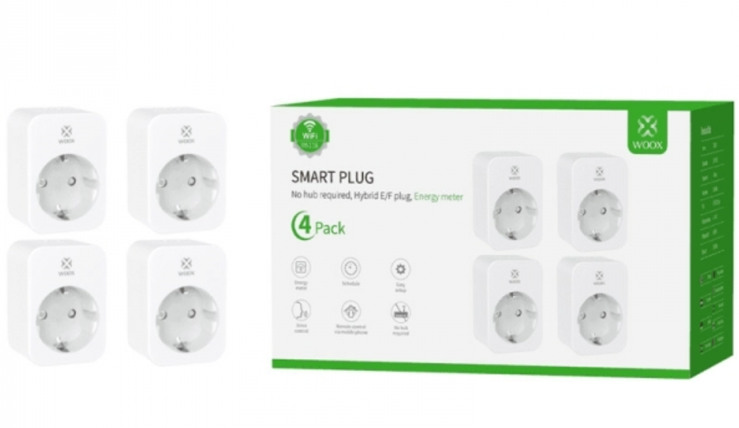Pametna utičnica WOOX R6113-4PACK (WiFi, EU, 16A/3680W, 4 komada)