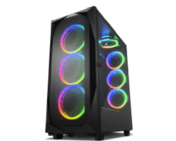 Kućište SHARKOON REV300 Midi Tower E-ATX bez napajanja prozirna bočna stranica, RGB ventilatori 3×140/3×120/1×120 crno-0