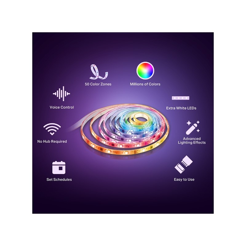 TP-Link Tapo Smart WiFi LED traka RGB, 5m, 2000lm, 24W, dimabilna, Tapo app, sinkronizacija s glazbom, glasovna kontrola - Alexa & Google Assistant-2