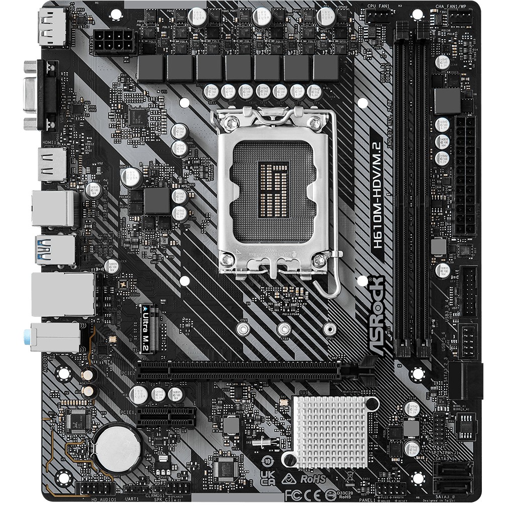 Matična ploča ASROCK H610M-HDV/M.2 R2.0 (S.1700, DDR4/3200MHz, PCIe 4.0, G-LAN, VGA/DP/HDMI, mATX)-3