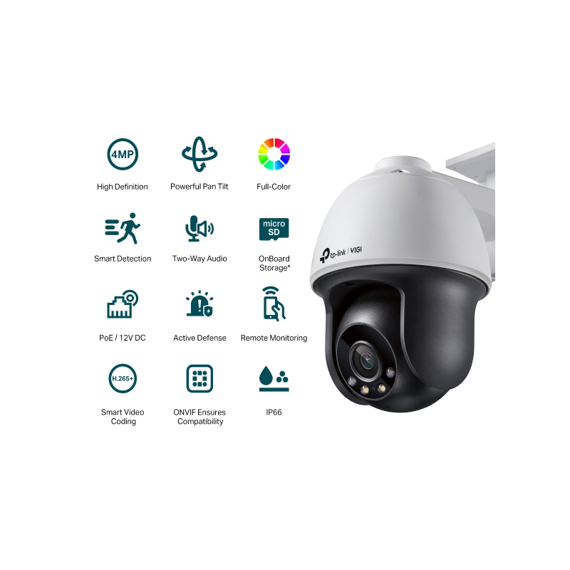 TP-Link vanjska IP Pan/Tilt Full color Ultra HD kamera, H.265+ video, 4MP, 4mm leća, RJ45, Night Vision, detekcija pokreta, vodootporna IP66, VIGI app-2