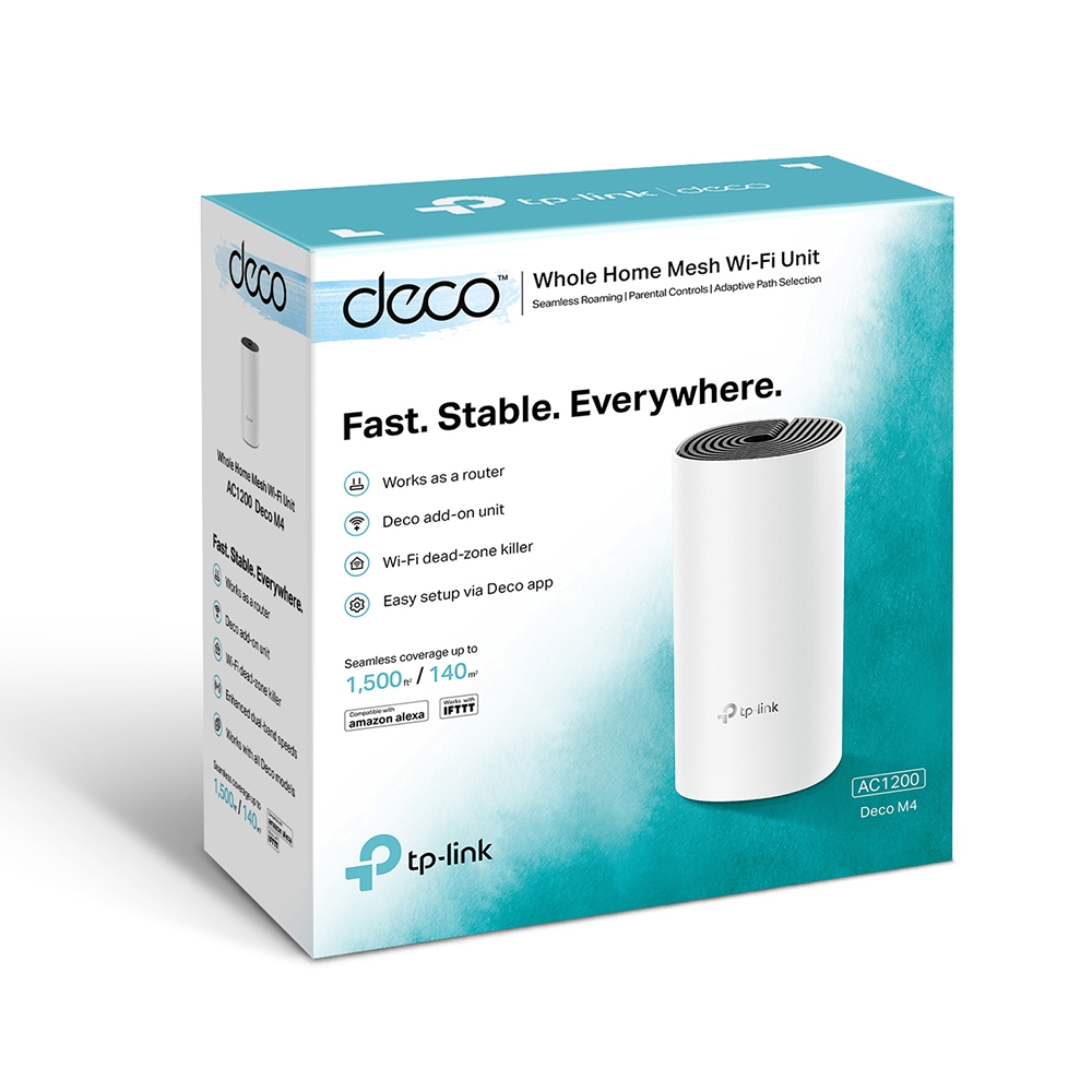 Wi-Fi sustav TP-Link Deco M4 AC1200 (1 pack, Mesh Wi-Fi, Dual-Band 300 Mbps/867 Mbps, 2.4 GHz/5 GHz, 2× GLAN, 2× interna antena, Deco App)-3