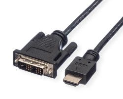 Roline DVI kabel, DVI (18+1) - HDMI, M/M, crni, 1 m-1