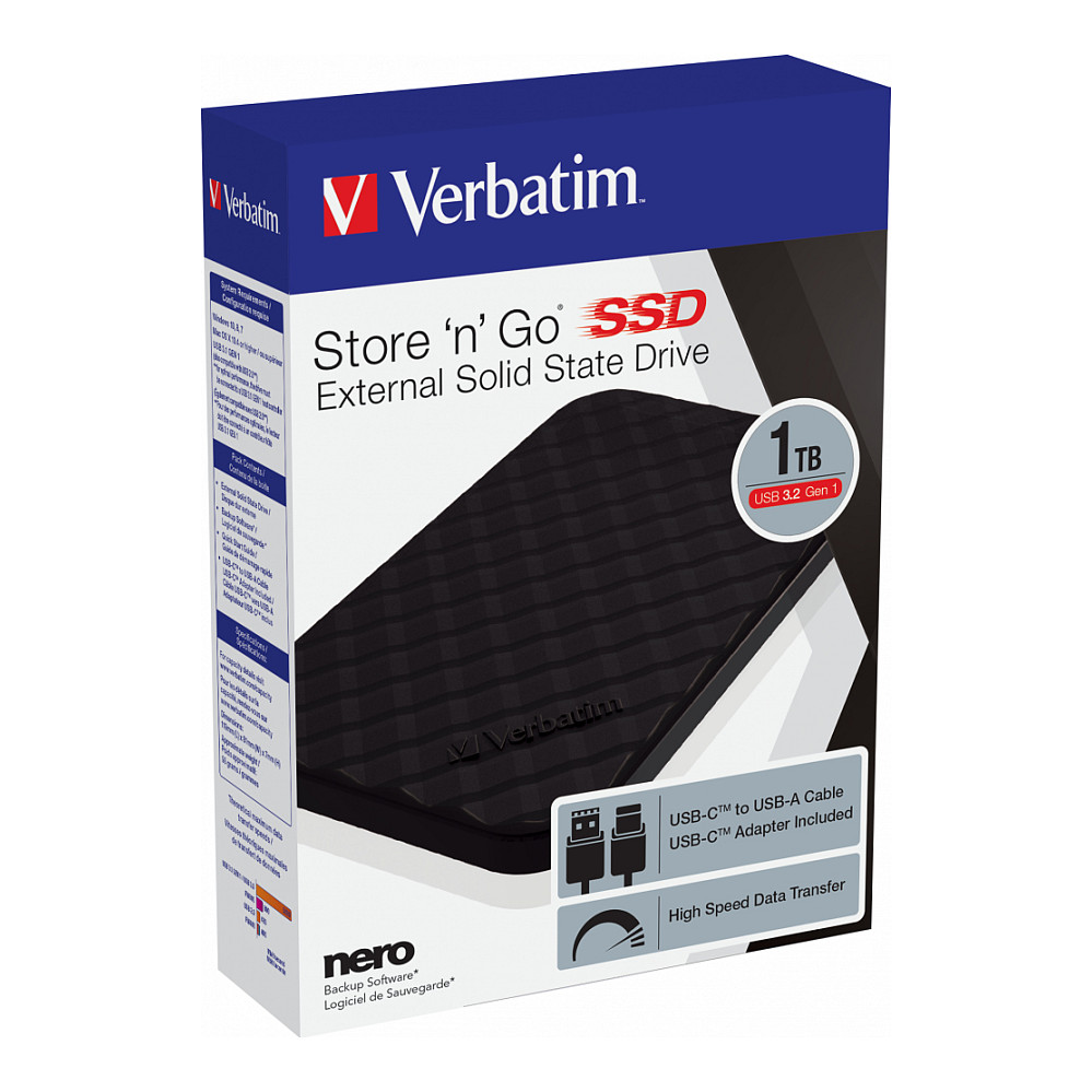 Verbatim 1TB STORE´N´GO PORTABLE SSD USB 3.2 GEN1, crni (USB-C Type)(2.5"=-4