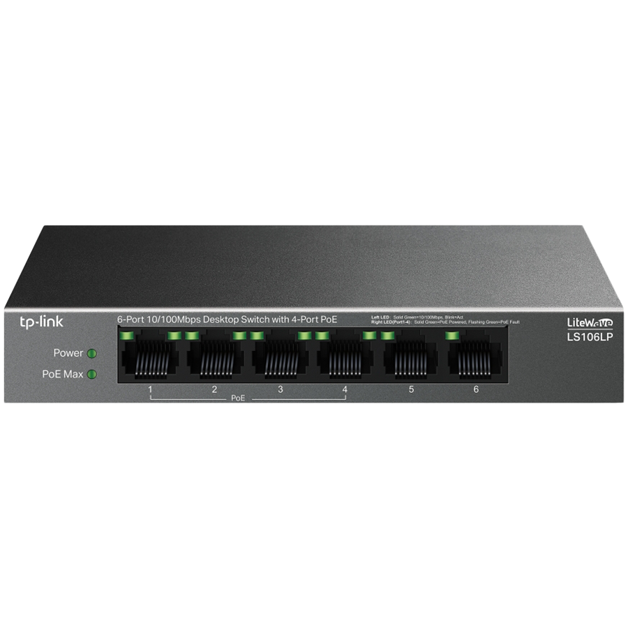 Preklopnik TP-LINK LS106LP 6-Port 10/100Mbps (6×10/100 Mbps RJ45 Ports, 4×10/100 Mbps 802.3af PoE Ports)-1