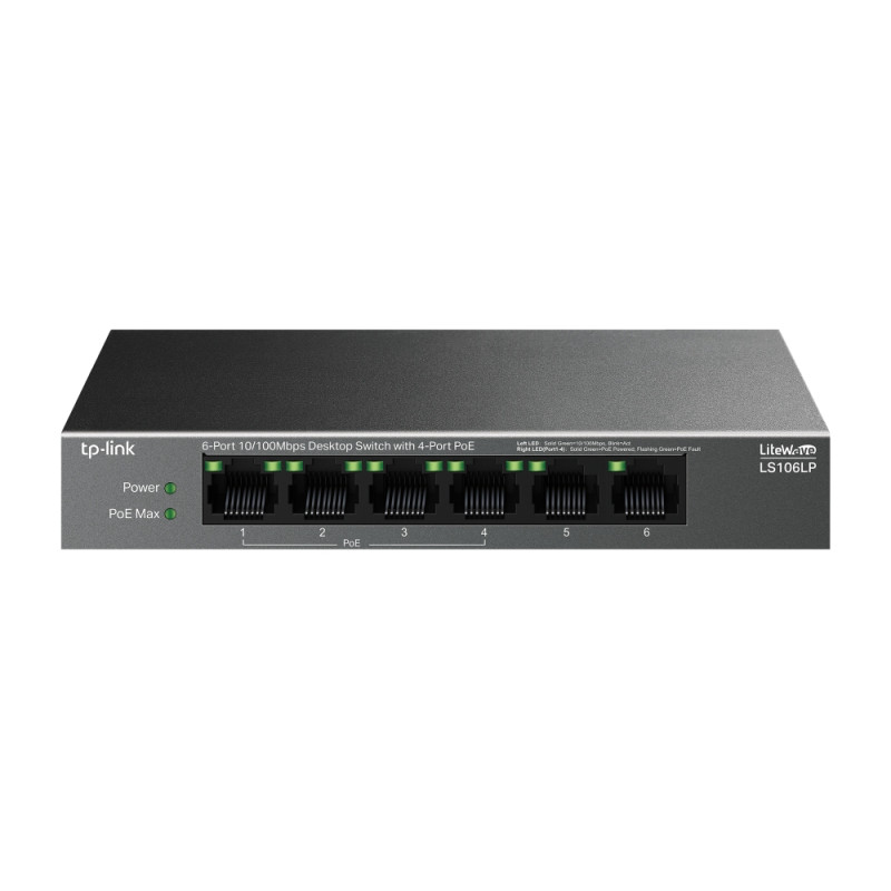 Preklopnik TP-LINK LS106LP 6-Port 10/100Mbps (6×10/100 Mbps RJ45 Ports, 4×10/100 Mbps 802.3af PoE Ports)-2