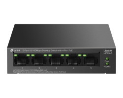 TP-Link 5-Port 10/100Mbps Desktop preklopnik (Switch), 5×10/100 Mbps RJ45 Ports (4×10/100 Mbps 802.3af PoE Ports) 802.3af, 41W PoE Power, metalno kučište