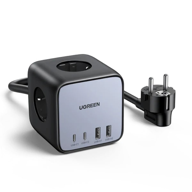 UGREEN DigiNest Cube, 65W, 3x ŠUKO, 2x USB-C, 2x USB-A, 1.8m, crno sivi-12