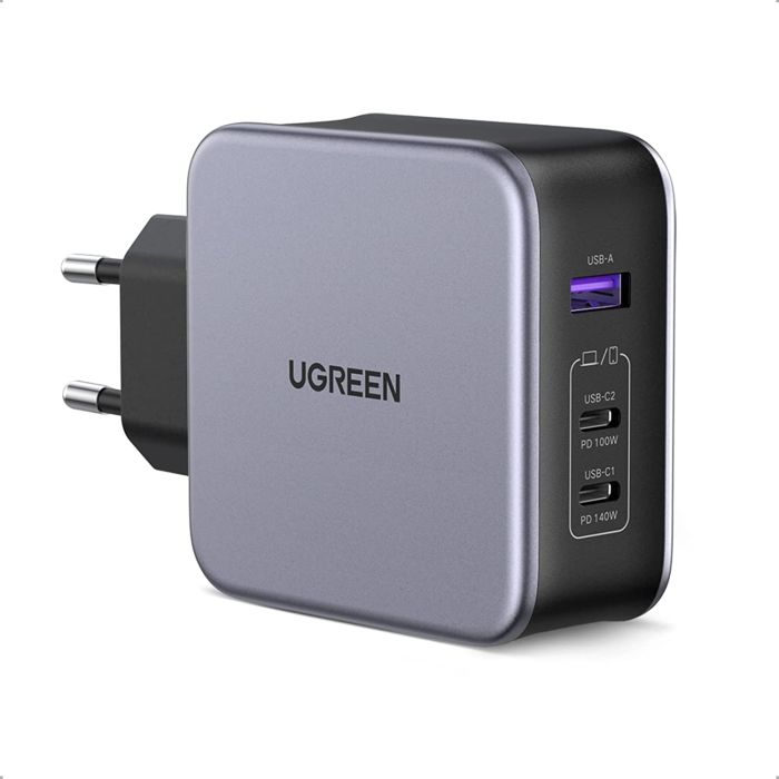 UGREEN 140W Nexode zidni punjač, GaN, PD 3.1, 1×USB-A/2×USB-C, USB-C kabel 1.5m, crni-1